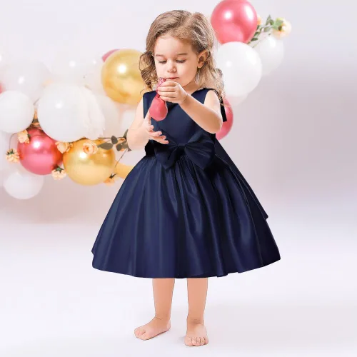 Vista 7 de 6M-8T - Vestido de fiesta de tutú para bebé, con lazo grande, para concurso de cumpleaños, para bautizo