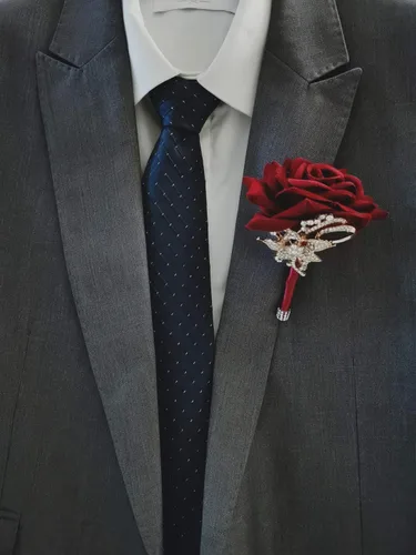 Vista 10 de YIFUwedding - Ramo de gota de agua para novia, color rojo vino, azul marino, propuesta de joyería de lujo, para dama de honor, novio, ramillete