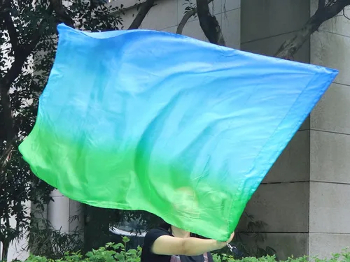 Vista 6 de Winged Sirenny Bandera de seda Poi, 50 pulgadas rectangular de seda giratoria, bandera de alabanza profética adoración adoración danza (aventura B)