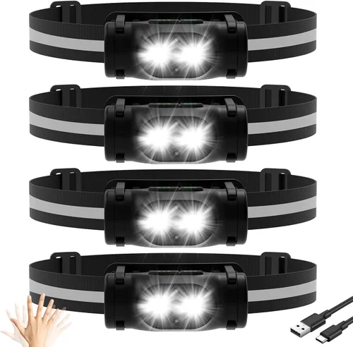 Vista 8 de Linterna frontal magnética recargable de alto lúmenes para camping, senderismo, espeleología, pesca, sensor de movimiento, impermeable, resistente a