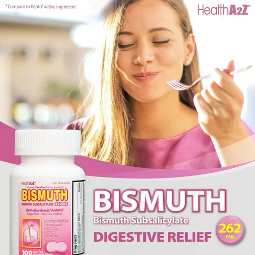Vista 9 de HealthA2Z® Paquete de ahorros mega: subsalicilato de bismuto de 262 mg, 100 tabletas masticables y organizador de pastillas XL de 7 días