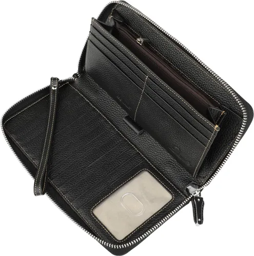 Vista 4 de Lavemi Pequeña cartera compacta para mujer, con bloqueo RFID, de piel auténtica, plegable, con ventanas de identificación