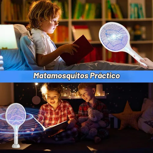 Vista 6 de Qualirey Matamoscas eléctrico 2 en 1 recargable, matamosquitos con luz UV, exterminador de insectos, control de insectos para el hogar, dormitorio