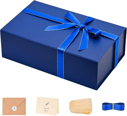 Vista 72 de LIFELUM Square Gift Box with Magnetic Lid, Card, Sticker, Ribbon, Shredded Paper Filler for Business, Wedding, Birthdays