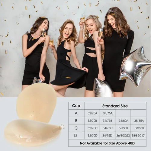 Vista 6 de 2024AirHole Sticky Bra 2Pairs Breathable Adhesive Silicone Strapless Bra