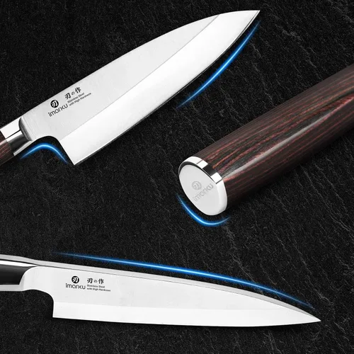 Vista 6 de imarku - Cuchillo Deba de 7 pulgadas, cuchillo de chef ultra afilado, cuchillo de cocina japonés definitivo con bisel único de acero inoxidable