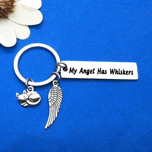 Vista 6 de Dabihu Llavero de regalo conmemorativo para mascotas, joyería de condolencias con bigotes en memoria de gatos, regalo de condolencias para amantes