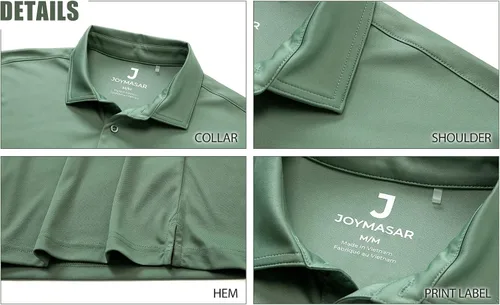 Vista 5 de JOYMASAR Camisas de golf para hombre - Polo de manga corta sólido que absorbe la humedad