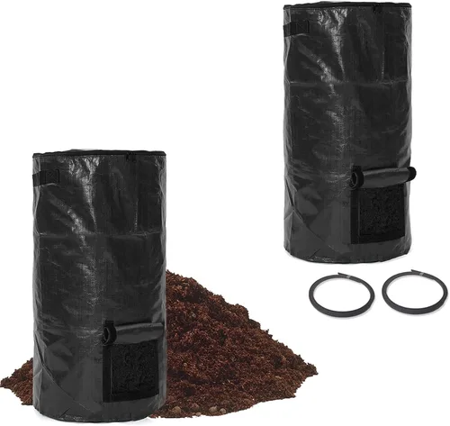 Vista 9 de Bolsas de compost de 34 galones, bolsas de compost de jardín reutilizables al aire libre, desechos orgánicos, bolsa de compostaje para jardín
