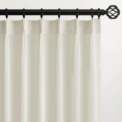Vista 26 de Topfinel 2 paneles de cortinas plisadas de lino beige y blanco de 63 pulgadas de largo, para dormitorio y sala de estar, cortinas semitransparentes