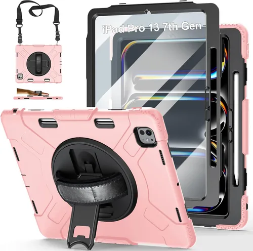 Vista 25 de Funda para iPad Pro 11 M5 2025/M4 2024: Funda protectora para iPad Pro de 11 pulgadas 5ª generación con protector de pantalla, soporte, asa y correa