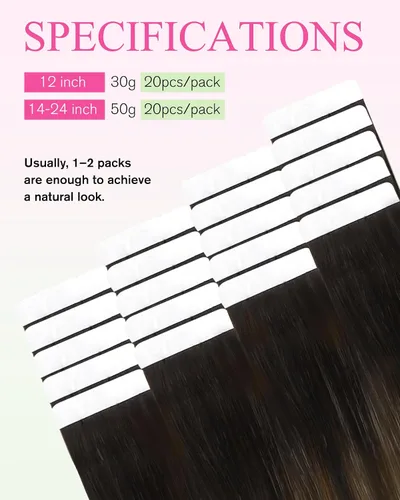 Vista 3 de YoungSee Extensiones de Cabello Humano con Cinta Balayage Extensiones de Cabello con Cinta Marrón Oscuro Extensiones de Cabello con Cinta Ombre