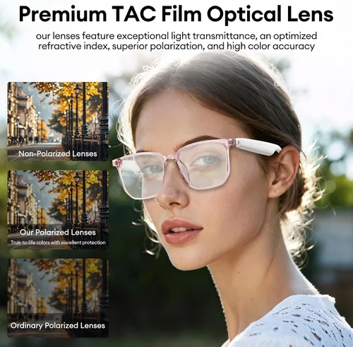 Vista 5 de Lentes inteligentes AI, lentes de traducción Bluetooth 5.4 con 144 idiomas y acentos, lentes de filtrado de luz azul, lentes inteligentes