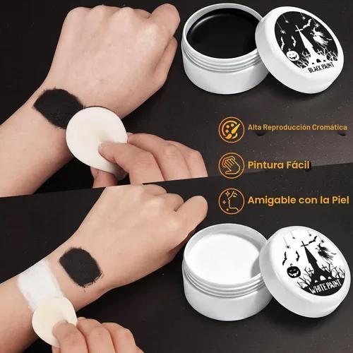 Vista 3 de Black & White Oil Face Body Paint Halloween Cosplay Makeup Accessories