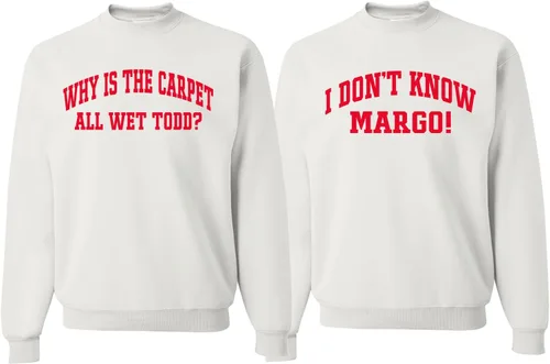 Vista 22 de Wild Bobby Why is The Carpet All Wet Todd Margo - Sudaderas con gráfico de Navidad para parejas