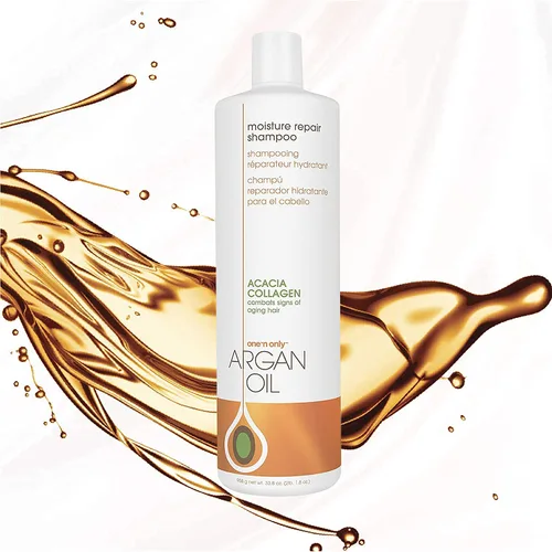 Vista 4 de One 'n Only Champú reparador de humedad con aceite de argán que reequilibra los niveles del cabello añade volumen y brillo repara el daño