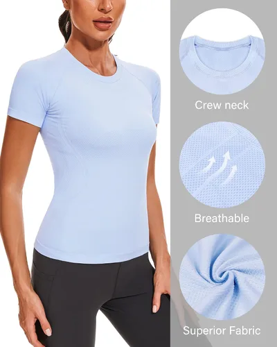 Vista 4 de Stelle Camisetas de entrenamiento para mujer, sin costuras, de manga larga, con agujeros para el pulgar para deportes, correr, atléticas, ajustadas