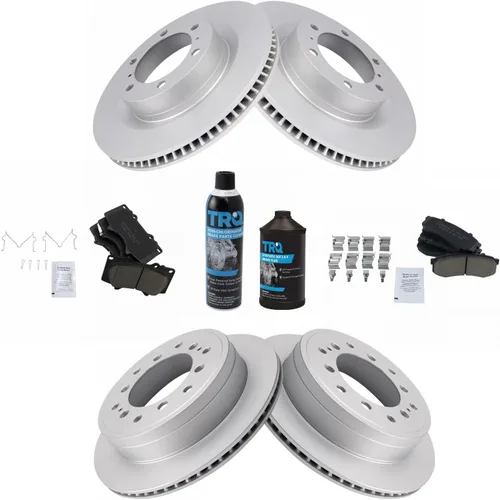 Vista 3 de TRQ Kit de pastillas de freno delanteras y traseras y rotores Kit de productos químicos de freno, pastillas de freno Rotor de freno Cerámica Premium