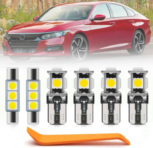 Vista 12 de 12 piezas de kit de bombillas LED interior para Hon'da Accord 1998 1999 2000 2001 2002, luces de mapa, cúpula, puerta, maletero, matrícula