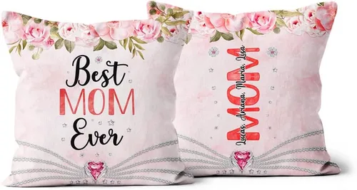 Vista 9 de Useful Gifts for Mom, World's Mom Ever Floral Flowers, Personalized Square Pillow, Gifts for Mother Women from Kids Children
