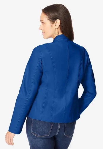 Vista 3 de Jessica London Chaqueta de cuero con cremallera frontal Negro