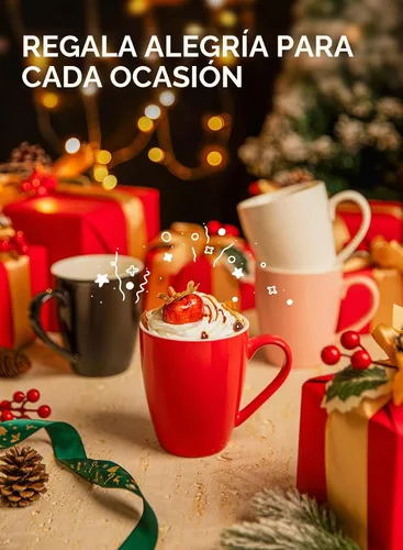 Vista 8 de Sweese Tazas de café de porcelana – 16 onzas (arriba al borde) para café, latte, té, cacao, juego de 4, negro