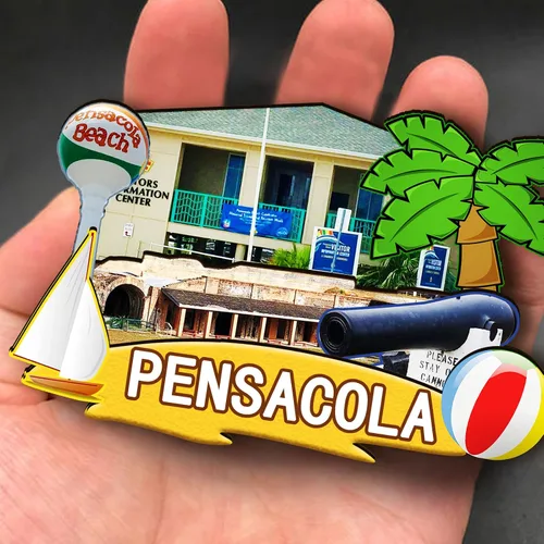 Vista 4 de Imán de madera de Pensacola de Estados Unidos 3D para nevera, recuerdos coleccionables, decoración hecha a mano, artesanías 2