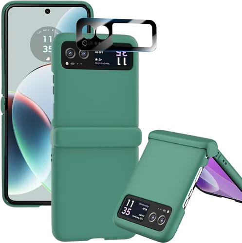 Vista 7 de Funda para Motorola Razr 2023 y protector de cámara trasera, funda delgada para teléfono con protector de bisagra, resistente a los arañazos, funda