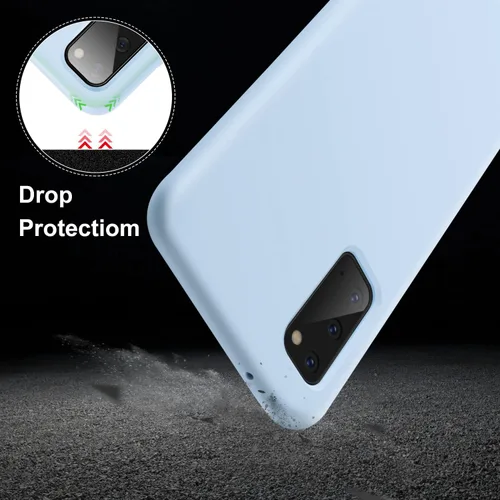 Vista 4 de Funda diseñada para Galaxy S20 de 6.2 pulgadas, goma de gel de silicona líquida a prueba de golpes, cojín de forro de tela de microfibra suave