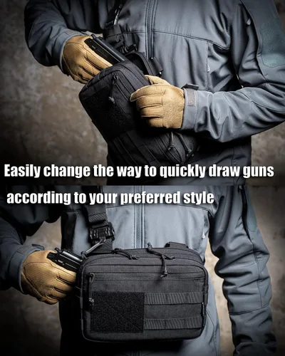 Vista 7 de Bolso Táctico de Cinturón de Pecho Oculto para Transporte Discreto CCW, Bolso Molle IFAK EMT Organizador Médico para Caza al Aire Libre, Tiro