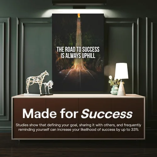 Vista 9 de Lienzo decorativo motivacional para pared con texto en inglés "Road To Successful" (Camino al éxito), diseño motivacional para la oficina, con texto