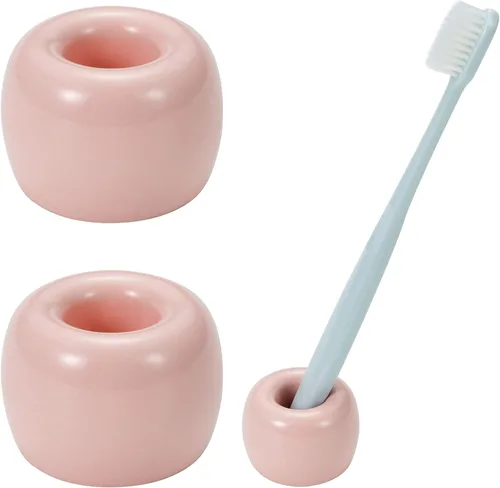 Vista 10 de Mini soporte de cerámica para cepillos de dientes para parejas, soporte para cepillos de dientes de baño hecho a mano, soporte para cabezal