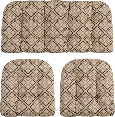 Vista 25 de RSH DECOR: Sunbrella - Juego de 3 cojines de mimbre copetudos 41 x 19 pulgadas y 19 x 19 pulgadas Fabricado con tela de rendimiento Sunbrella