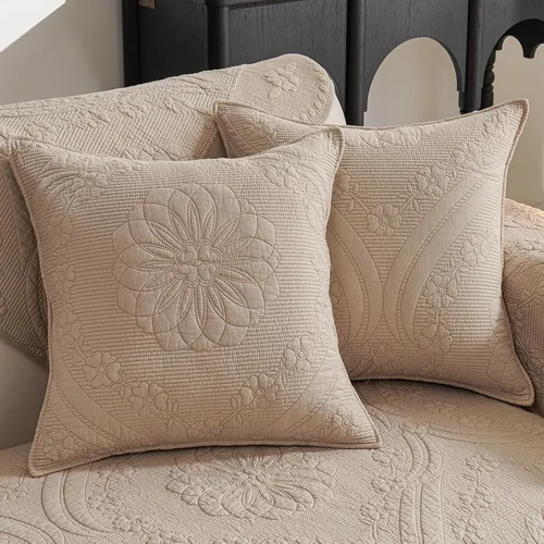 Vista 8 de vctops Funda acolchada de algodón para sofá, funda de sofá con bordado floral de granja, antideslizante, suave, festoneado, protector de muebles