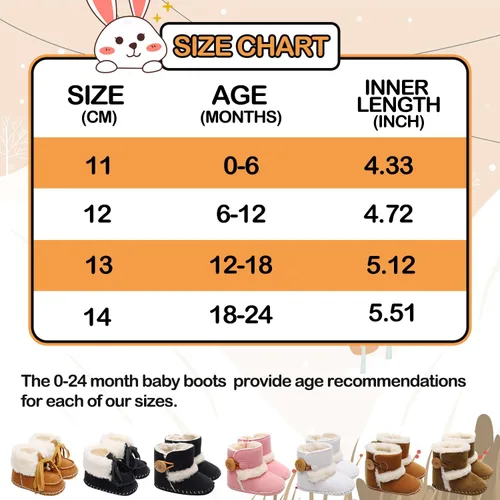 Vista 5 de HONGTEYA Botas de nieve para bebé con forro polar interior, botines para niña con suela dura de goma antideslizante, zapatos para niños y niñas de 0