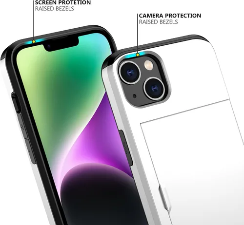 Vista 66 de Nvollnoe - Funda para iPhone 14 con tarjetero [tienda de 5 tarjetas] Negro - Almacenamiento más grande