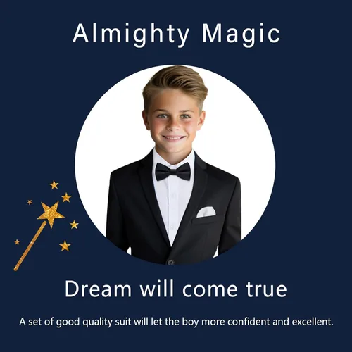 Vista 3 de Almighty Magic Trajes formales para niño, 5 piezas, conjunto de traje de vestir con anillo