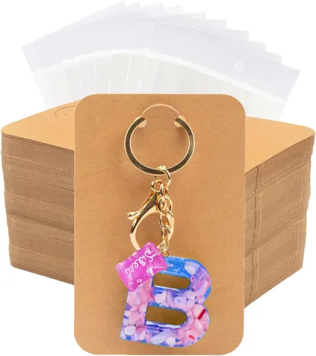 Vista 9 de Juego de 120 tarjetas de exhibición de llavero con bolsas autosellantes, llavero de embalaje de llavero, exhibición de soporte de joyería (negro)
