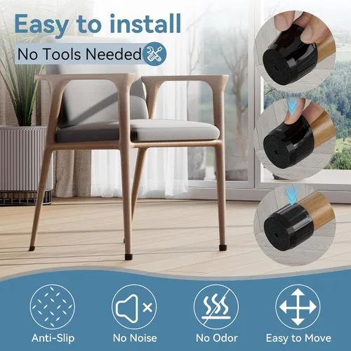 Vista 4 de 24 piezas de protectores de piso de silicona extra pequeños para patas de silla para pisos de madera dura, fundas engrosadas de goma para patas