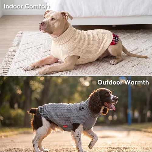 Vista 4 de KYEESE Suéter suave para perros pequeños, machos, abrigado, de cuello alto, ropa elástica de punto para gatos, abrigo cómodo para cachorros