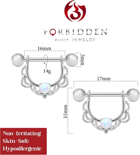 Vista 2 de Forbidden Body Jewelry Juego de barras de filigrana para filigrana de ópalo sintético de acero quirúrgico de 0.49oz-0.56oz, Resina sintética