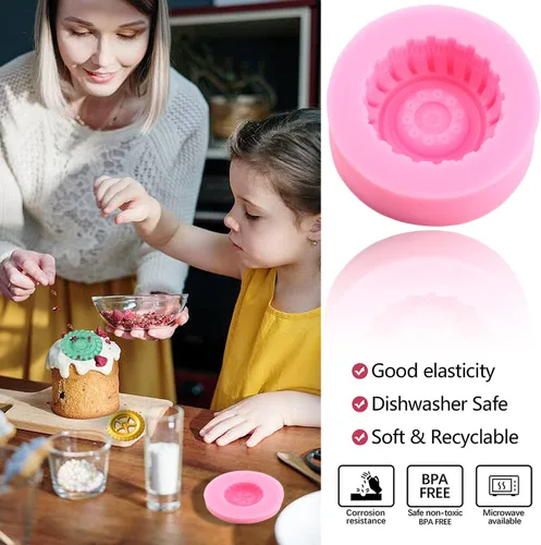 Vista 5 de Zixiang Molde redondo 3D para fondant, molde de silicona con forma de rueda de camión para decoración de pasteles, decoración de cupcakes, arcilla