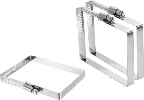 Vista 22 de uxcell 2 abrazaderas de manguera rectangulares de acero inoxidable 304, ajustables de 2 x 2 pulgadas, abrazaderas de tubo de conducto de engranaje