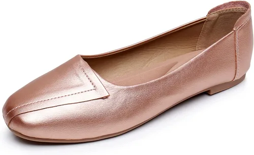 Vista 32 de VenusCelia - Zapatos bajos de baile para mujer Beige (Beige PU)