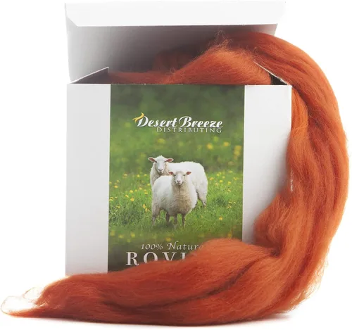 Vista 3 de Desert Breeze Distributing – 100% lana merino natural Roving, lana para hilar, hilo de tapiz, fieltro de aguja, fieltro húmedo, hilado grande, 19