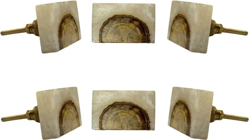 Vista 20 de Perilla Home Juego de 6 pomos de puerta de madera - Pomos decorativos ovalados con incrustación para puerta con mango, elegante adición
