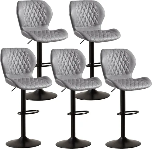 Vista 18 de Taburetes de bar modernos, taburetes de bar giratorios con respaldo alto, taburetes de bar de tela ajustables para sillas de isla de cocina