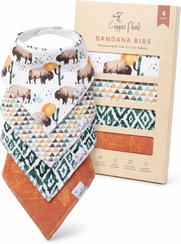 Vista 20 de Copper Pearl Baberos para bebé, paquete de 4, baberos estampados tipo bandana para bebé niña y niño, baberos de algodón suave para la dentición