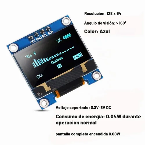 Vista 5 de 6 piezas 0,96 pulgadas módulo de pantalla OLED 128 x 64 I2C pantalla 0,96 pulgadas 12864 módulo OLED azul módulo de pantalla OLED IIC serie