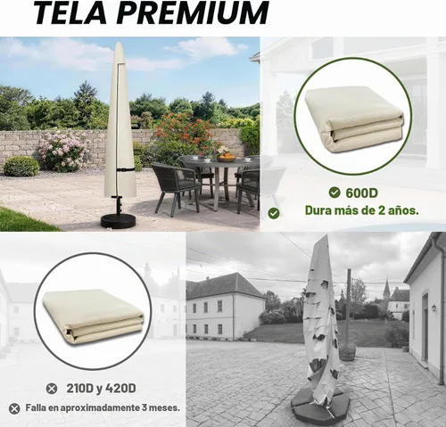 Vista 6 de Cubierta para sombrilla de patio Porch Shield - Cubiertas impermeables para parasol de jardín al aire libre para paraguas de mercado de 7 a 10 pies